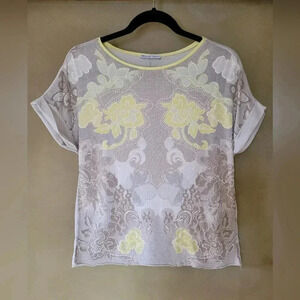 Zara | Beautiful Yellow & Gray T-Shirt with Rolled Sleeves, Size M